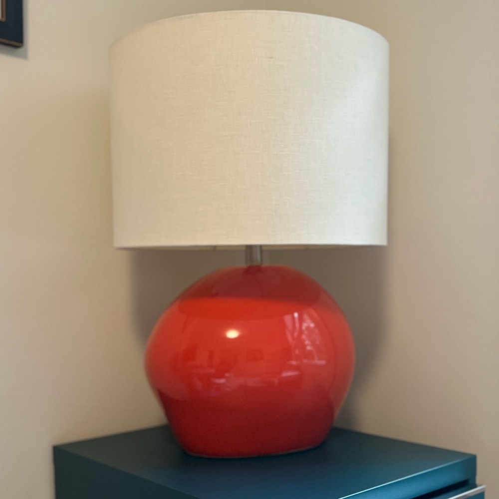 West Elm Ceramic Round Table Lamp, Cayenne